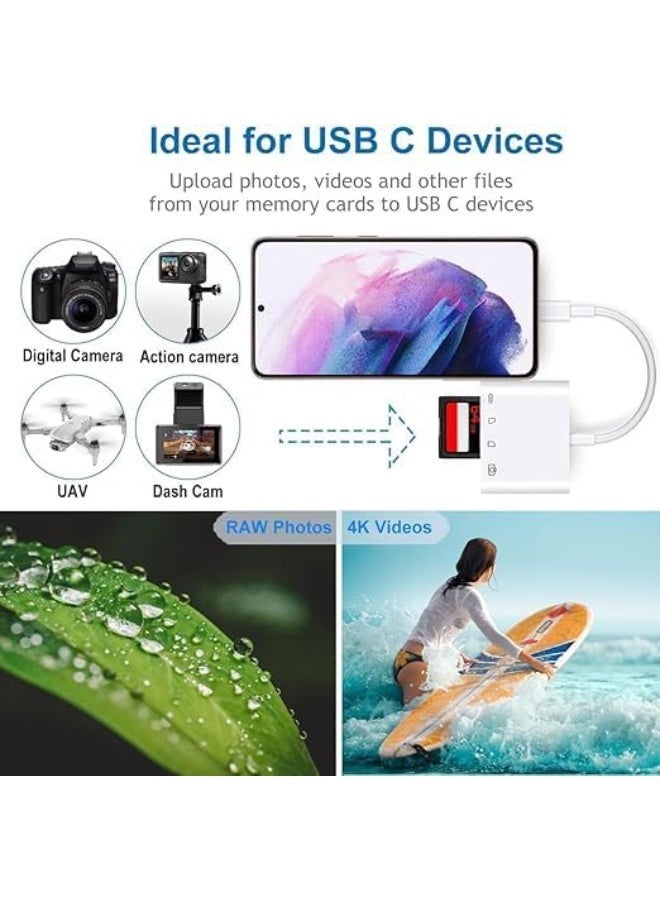 قارئ كروت 4 في 1 USB-C مع منفذ شحن يدعم SD وMicro SD وUSB 3.0 OTG لنقل البيانات بسرعة مناسب للابتوب والتابلت وأجهزة Type-C - Image 5