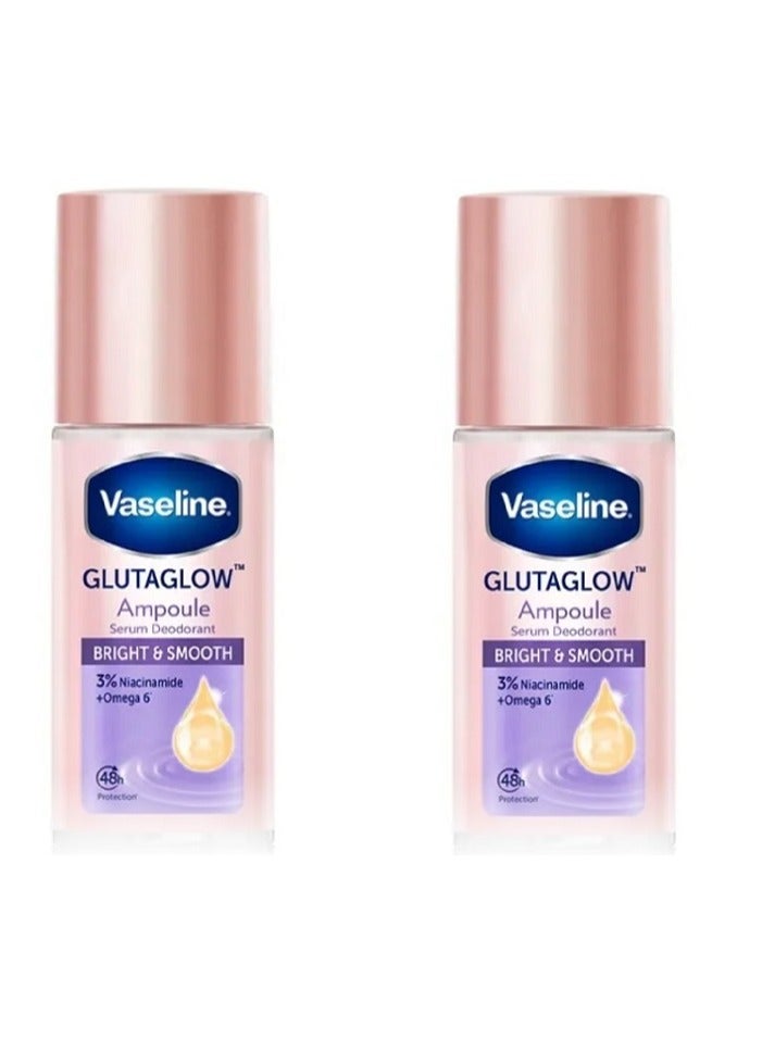 فازلين جلوتاجلو أمبولة مزيل العرق برائحة مصل مشرق وناعم، عبوة من 2