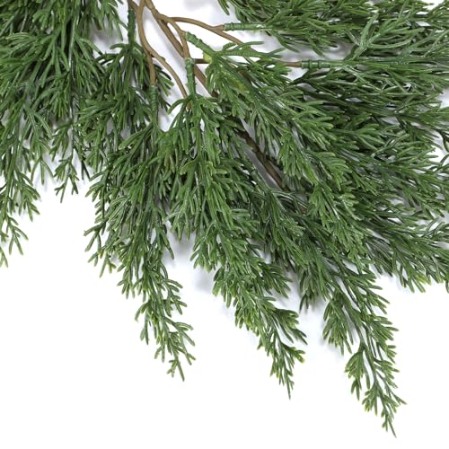 ENVEN Faux Cedar Christmas Garland with Red Berries & Pine Cones – Full Faux Winter Greenery for Holiday Mantel, Staircase, Doorway, Indoor Outdoor Christmas Décor (6FT-Deluxe Cedar) - Image 3