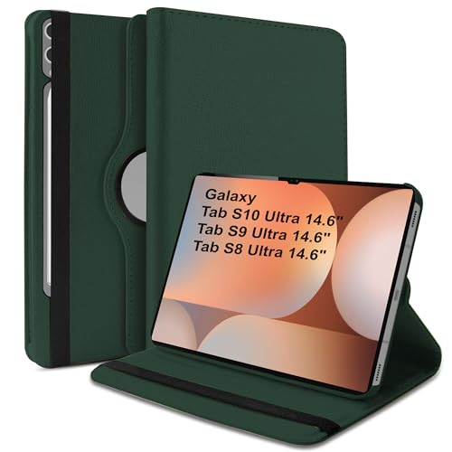 TGK 360 Rotatable Smart Flip Cover for Samsung Galaxy Tab S10 Ultra Case/Tab S9 Ultra 14.6 Inch/Tab S8 Ultra 14.6 Inch (Dark Green) - Image 1