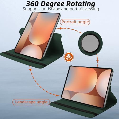 TGK 360 Rotatable Smart Flip Cover for Samsung Galaxy Tab S10 Ultra Case/Tab S9 Ultra 14.6 Inch/Tab S8 Ultra 14.6 Inch (Dark Green) - Image 4