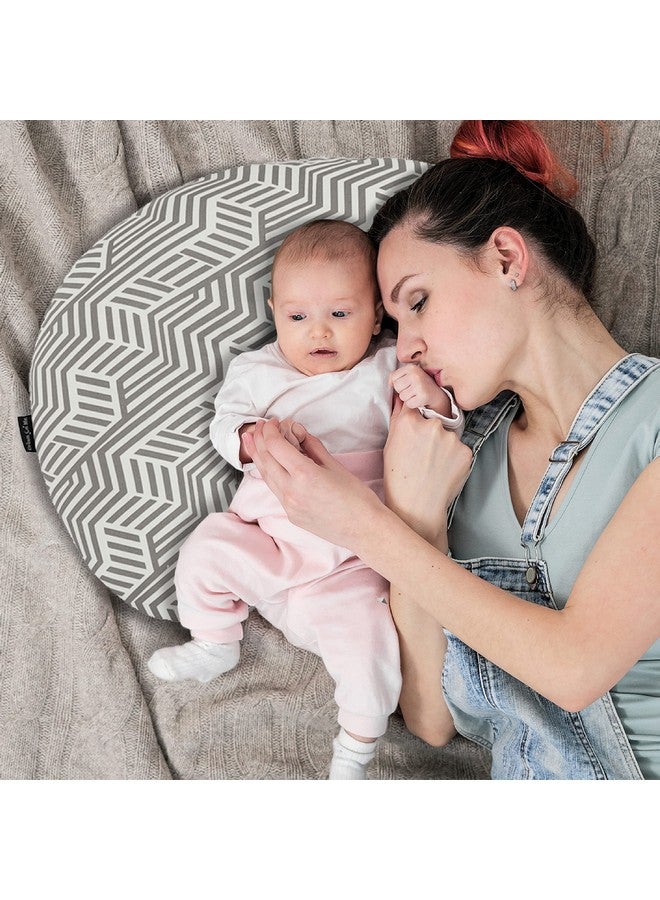 دريم أون مي وسادة الرضاعة دريم أون مي بيبو وموضعها، للرضاعة الطبيعية والرضاعة بالزجاجة، غطاء وسادة قابل للإزالة والغسل، قماش ناعم وجيد التهوية، أسود وأبيض - Image 1