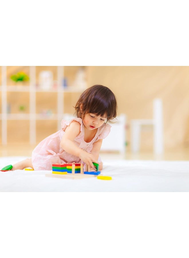 ألعاب أطفال خشبية ملونة بألوان قوس قزح قابلة للتكديس | مكعبات خشبية للأطفال من سن 3 سنوات فما فوق | لعبة أطفال بحلقات تكديس | مكعبات تكديس بحلقات خشبية | ألعاب خشبية - Image 4