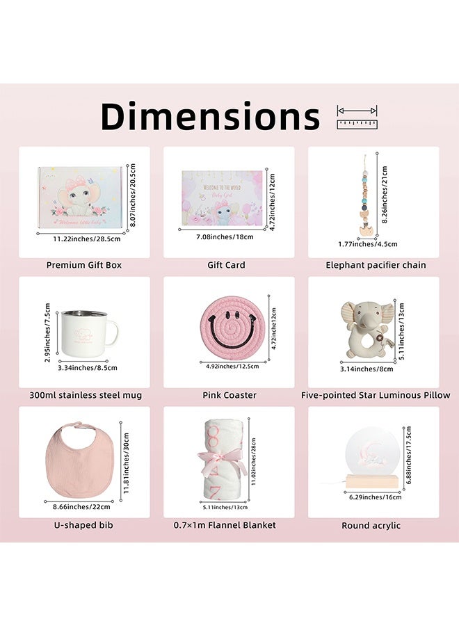 Beauenty Baby Gifts,Baby Shower Gifts for Girls Boys,New Born Baby Girls Gift,Babies Gift Basket,Unique Baby Gift Essential,Gender Reveal Gifts,Rattle Swaddle Blanket Toddler Gifts (pink) - Image 2