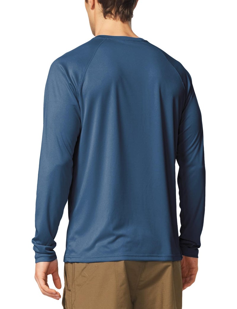 Baleaf تي شيرت سباحة طويل الأكمام للرجال من باليف مع حماية من الشمس UV وSPF 50+ وتجفيف سريع باللون البنفسجي الأزرق مقاس S - Image 2