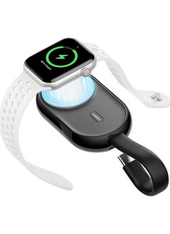 VEGER VEGER Portable Wireless Charger Magnetic Power Bank for Apple Watch, 1500mAh Watch Battery Pack with Input Cable, Compatible with Apple Watch Series 10/9/8/7/6/5/4/3/2/1/SE/Ultra - Black  - Image 1