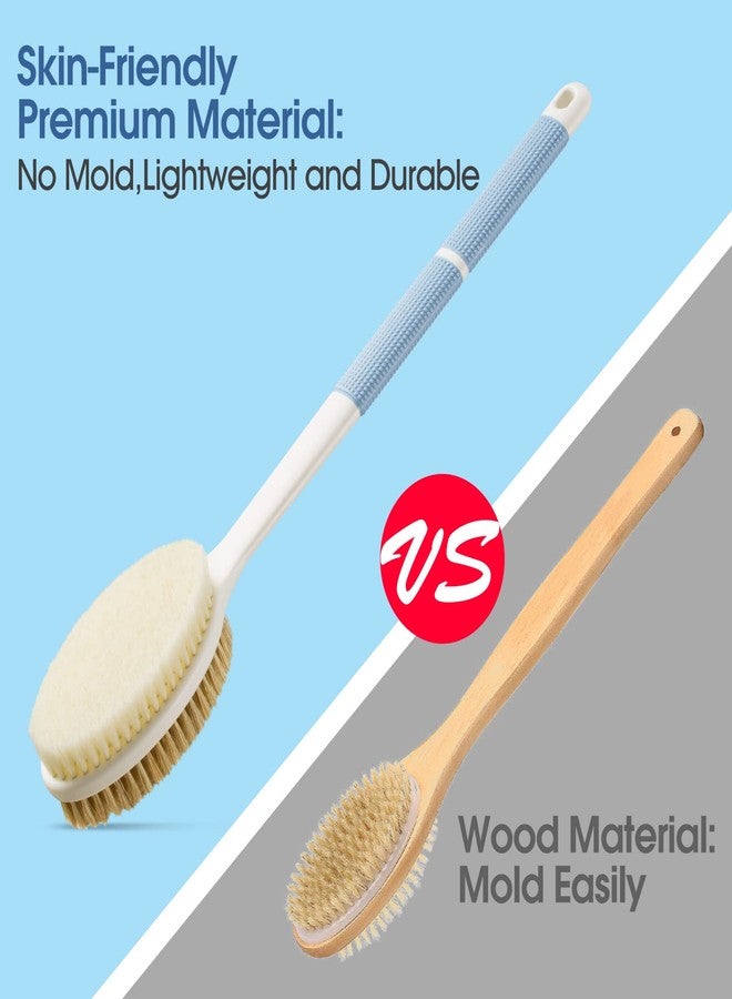 Wonsagain Back Scrubber Anti Slip Long Handle for Shower, Dual-Sided Back Brush with Stiff and Soft Bristles,Body Exfoliator for Bath or Dry Brush. - Image 4