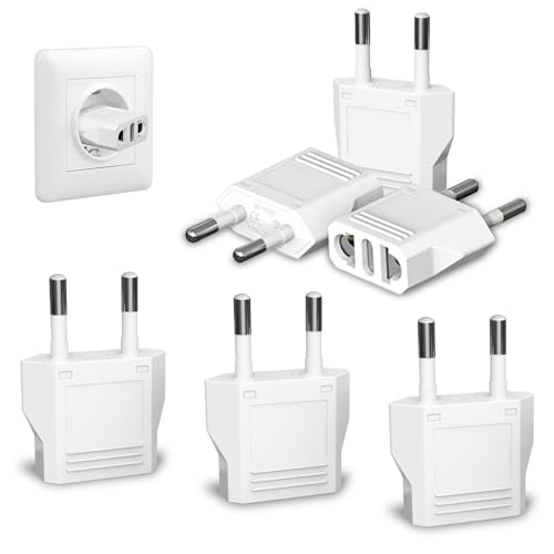 MIKWOAB 6 Pack European Travel Plug Adapter, US to Europe Plug Adapter, Type C Wall Outlet Converter for Europe, White - Image 1