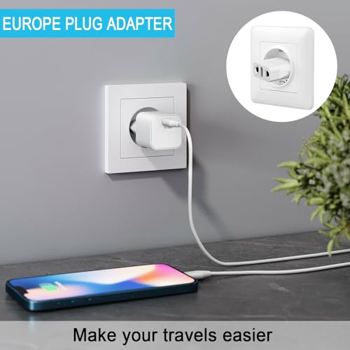 MIKWOAB 6 Pack European Travel Plug Adapter, US to Europe Plug Adapter, Type C Wall Outlet Converter for Europe, White - Image 2