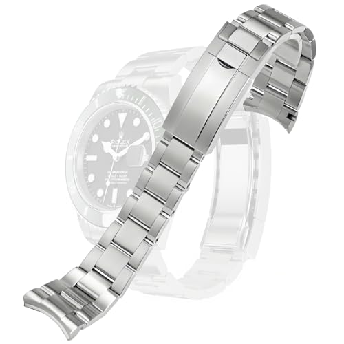 HiCycle2 Watch Band Strap Replacement For Rolex GMT Datejust Submariner Watch band Male Antirust Solid Stainless Curved Interface Steel Strap (20mm Brush,Adjustable) - Image 1