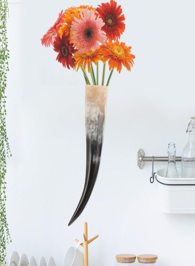 Amosfun Vintage Horn Vase Wall Mount Retro Home Decor Horn Flower Holder Decoration Rustic Interior Ornaments 12 to 15 Inch - Image 3