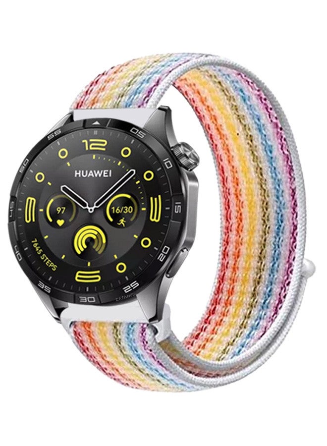 CATANES (for Huawei GT4 22mm) Nylon Strap,Sport Wristband Strap Adjustable Sport Stretchy Braided Solo Loop Band Rainbow - Image 2