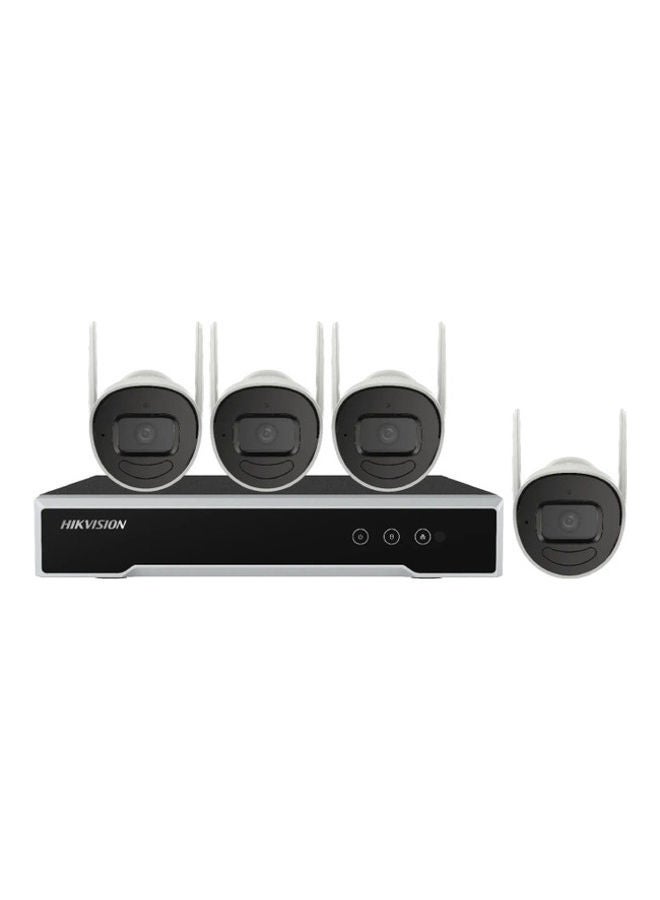 مجموعات WiFi، 4 كاميرات WiFi بدقة 2 ميجابكسل مع مسجل فيديو رقمي (NVR)، قرص صلب HDD سعة 1 تيرابايت مثبت مسبقًا، اتصال WiFi تلقائي وسهل التركيب، تطبيق Hik-Connect