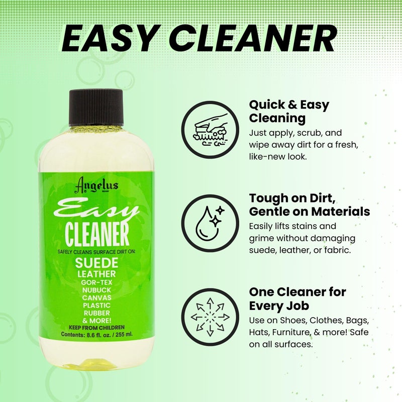 Angelus Easy Cleaner, Premium Shoe Cleaner, Safe For Sneakers, Leather, Suede, Canvas, and More â€“ Removes Dirt and Stains | Made In USA - 8.6 fl oz - Image 2