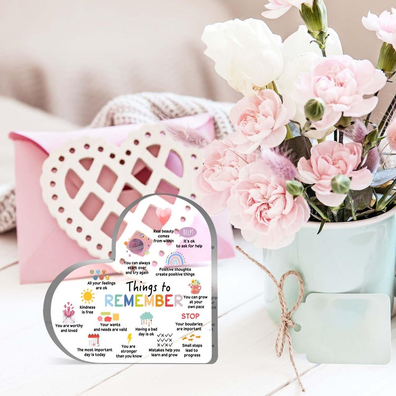 UBLURO Mental Health Decor, Therapy Mental Health Decorations, Therapy Anxiety Decor Sign, Psychotherapy Affirmations Heart Acrylic Sign, Mental Health Gifts for Social Worker Classroom School Counseling - Image 4