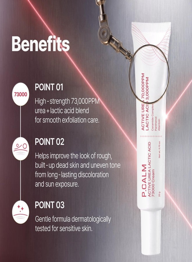 P.CALM Active Urea Lactic Acid 73000 Cream | Exfoliating Body Moisturizer with Urea & Lactic Acid, Rough Texture Smoothing & Dull Skin Care | Korean Body Care, 20g / 0.7 oz - Image 3