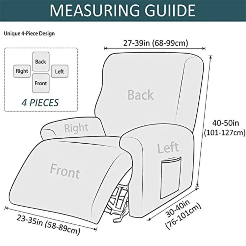 Velvet Stretch Recliner Cover, Recliner Chair Cover Soft Recliner Slipcovers with Side Pocket Recliner Protector for Chair Sofa Recliner Couch Cover 1 Seater, Wine Red - Image 2