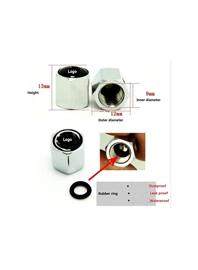 S-TOP Silver Car Wheel Tire Air Valve Caps Stems Cover Air Dust Cover Screw Caps With Wrench Keychain For kia - Image 2