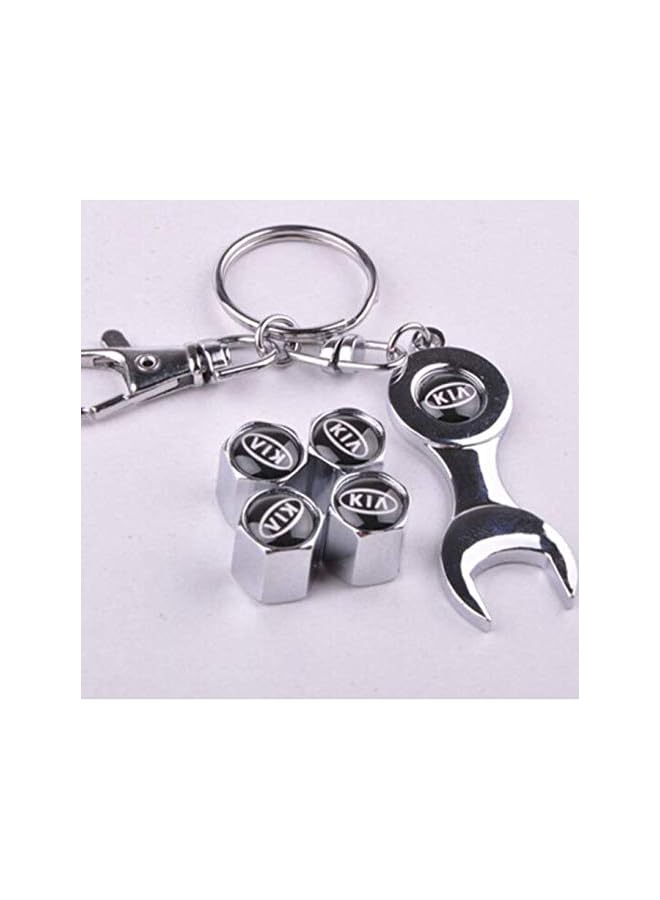 S-TOP Silver Car Wheel Tire Air Valve Caps Stems Cover Air Dust Cover Screw Caps With Wrench Keychain For kia - Image 3