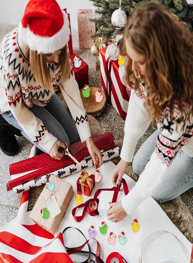 Yuronam 70 Pcs Tiny Christmas Ducks Mini Resin Ducks Miniature Ornaments for Slime, Dollhouse, Garden Decoration(Christmas Hat Mixed Duck) - Image 4