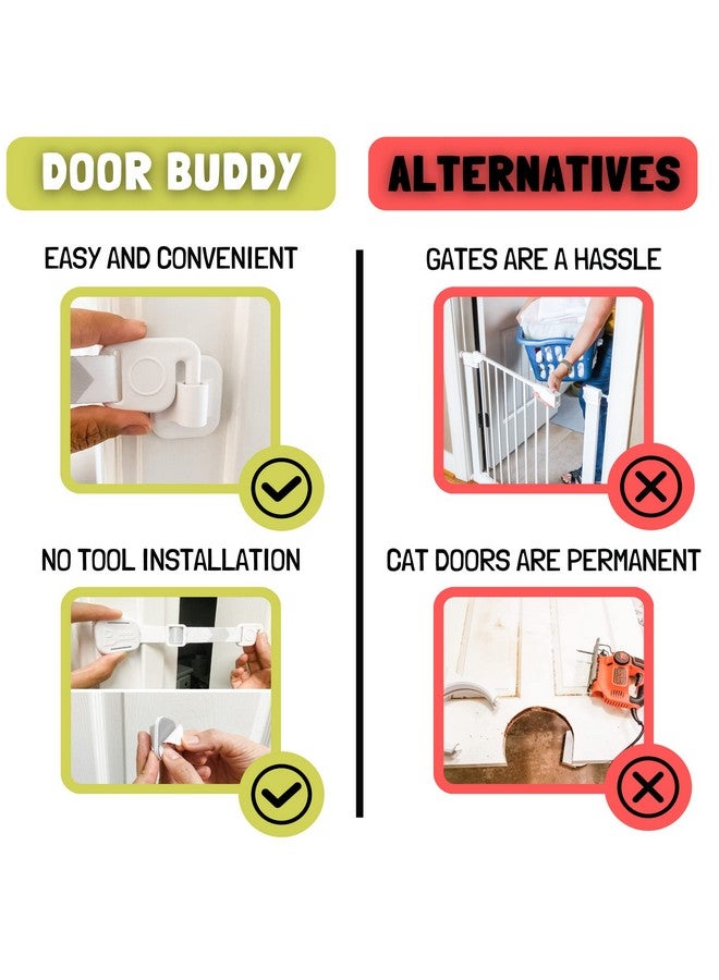 Door Buddy Door Buddy Adjustable Baby Proof Door Strap for Cats - Caramel. No Need for Cat Gate or Baby Gate with Pet Door. Child Proof Door to Cat Litter Box Room. Simple Cat Door Interior Door Alternative. - Image 4
