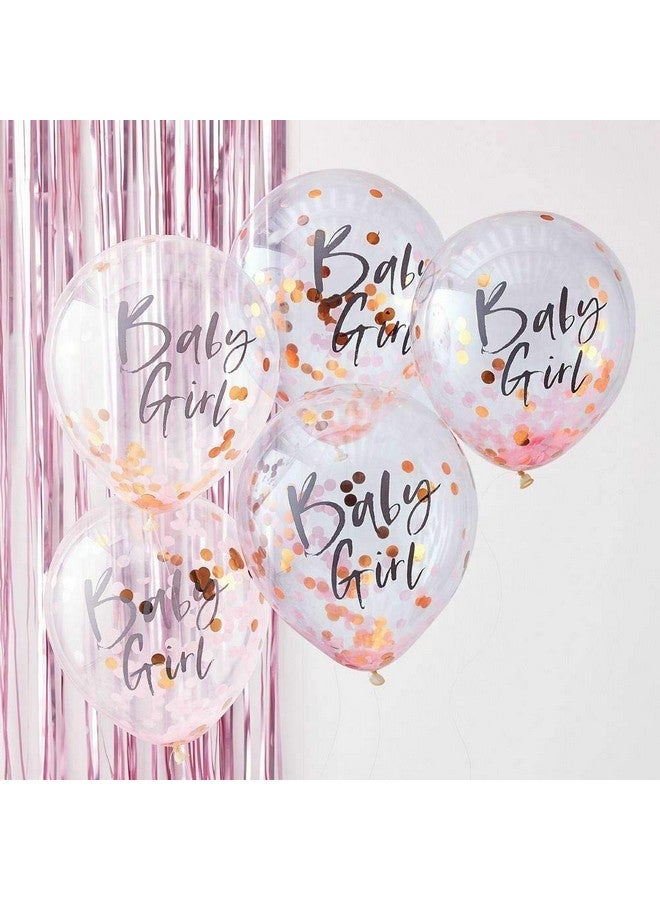 Ginger Ray Twinkle Twinkle Rose Gold Foiled "Baby Girl" Confetti Decorative Baby Shower Party Balloons - Image 4