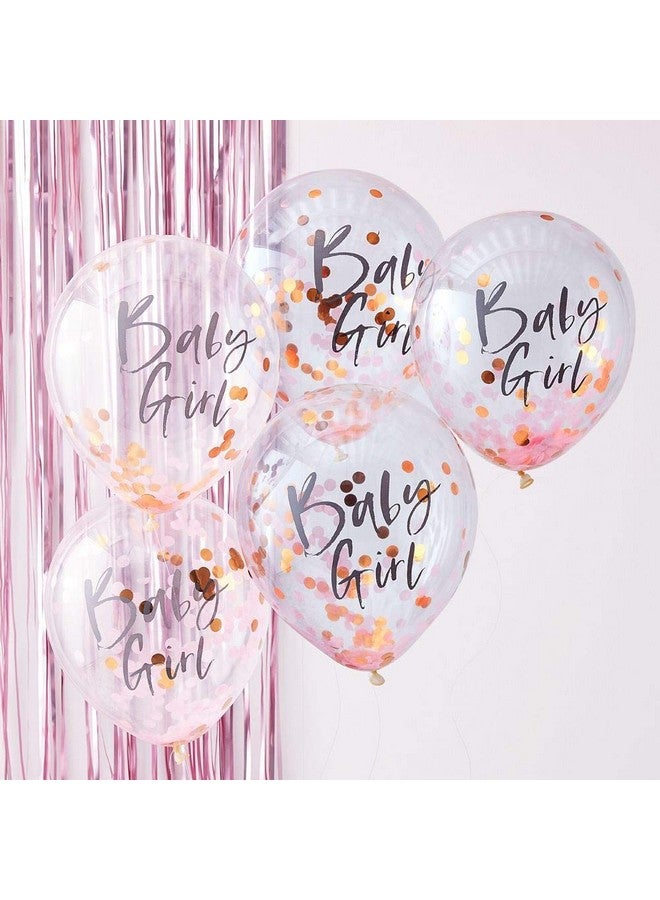 Ginger Ray Twinkle Twinkle Rose Gold Foiled "Baby Girl" Confetti Decorative Baby Shower Party Balloons - Image 3