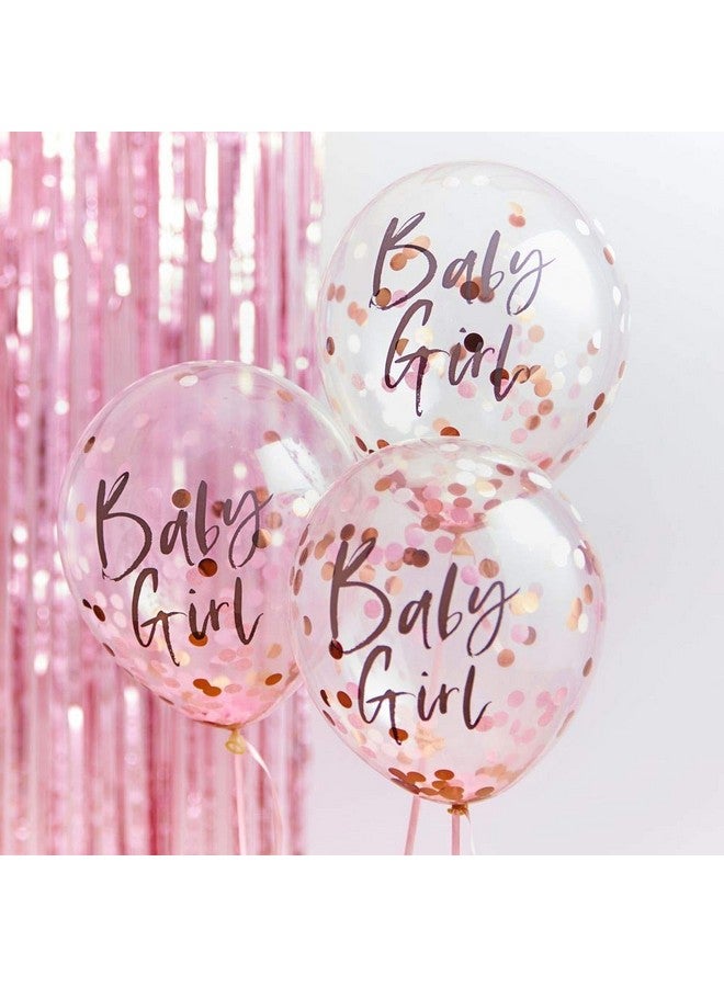 Ginger Ray Twinkle Twinkle Rose Gold Foiled "Baby Girl" Confetti Decorative Baby Shower Party Balloons - Image 2