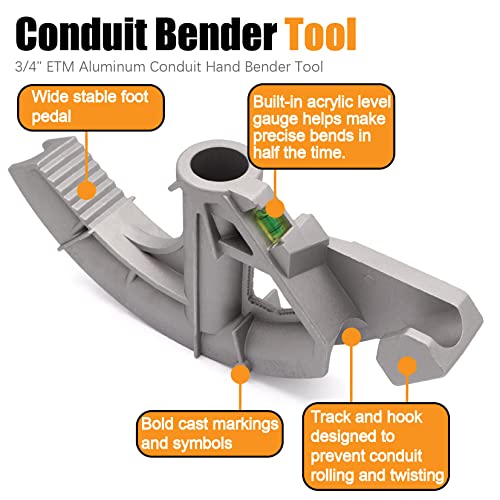 Fuzbaxy Conduit Bender Tool for 3/4inch EMT and 1/2 inch Rigid Pipes for Stub-Ups,Offsets,Back-to-Back(Aluminum) - Image 4