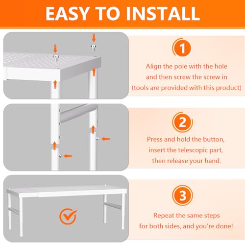 HI NINGER Expandable adjustable stackable kitchen organizer,Spice Racks,Counter Shelf for Cabinets,Small Cupboard Organizers,Heavy Duty Metal Pantry Storage Shelves Racks for kitchen, cabinet, study, bathroom - Image 5
