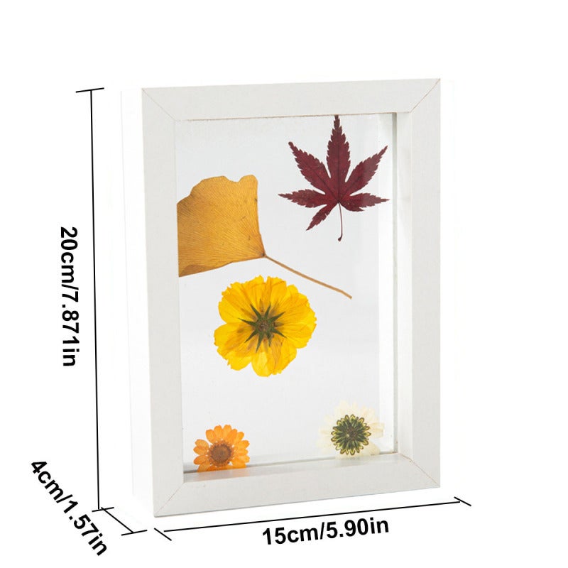 Dried flowers and leaves specimen frame wooden frame with real glass frame wedding photo frame desktop photo decoration - Image 3