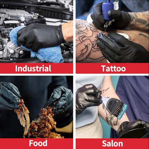 Supmedic Black Nitrile Exam Gloves, 5 Mil Chemical Resistant Powder-Free Food Safe Disposable Medical Glove 100Pcs (X-Large) - Image 5