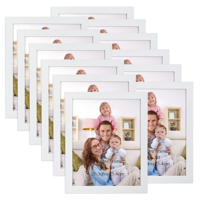 Giftgarden White 8x10 Picture Frame Pack of 12 Multi White Woodgrain 8 by 10 Photo Frames Bulk for Wall or Tabletop Display