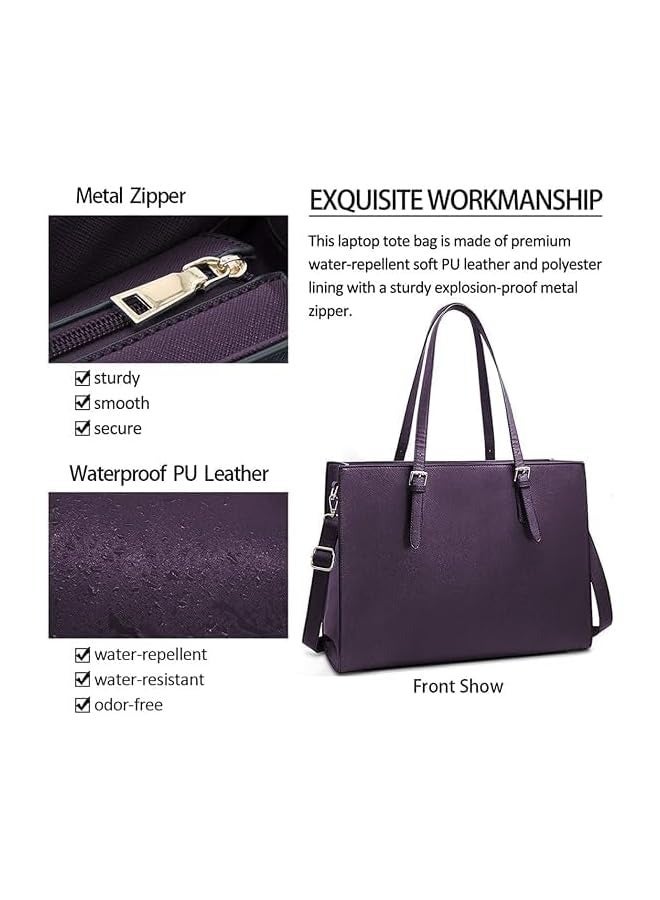 PROMASS Laptop Bag for Women Waterproof Lightweight Leather 15.6 Inch Computer Tote Bag  - Image 2