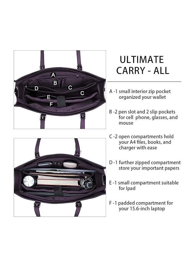 PROMASS Laptop Bag for Women Waterproof Lightweight Leather 15.6 Inch Computer Tote Bag  - Image 3