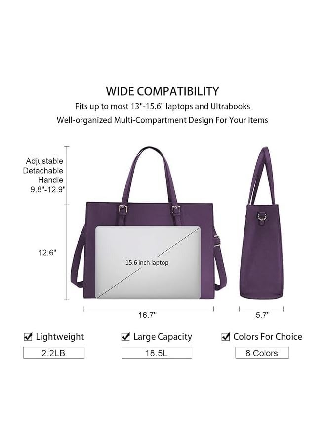PROMASS Laptop Bag for Women Waterproof Lightweight Leather 15.6 Inch Computer Tote Bag  - Image 4