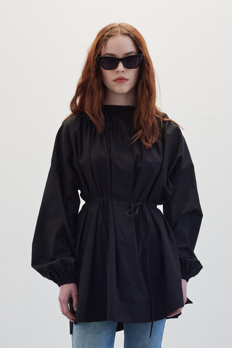 Manuka Collar Gathered Tunic Black  - Image 3