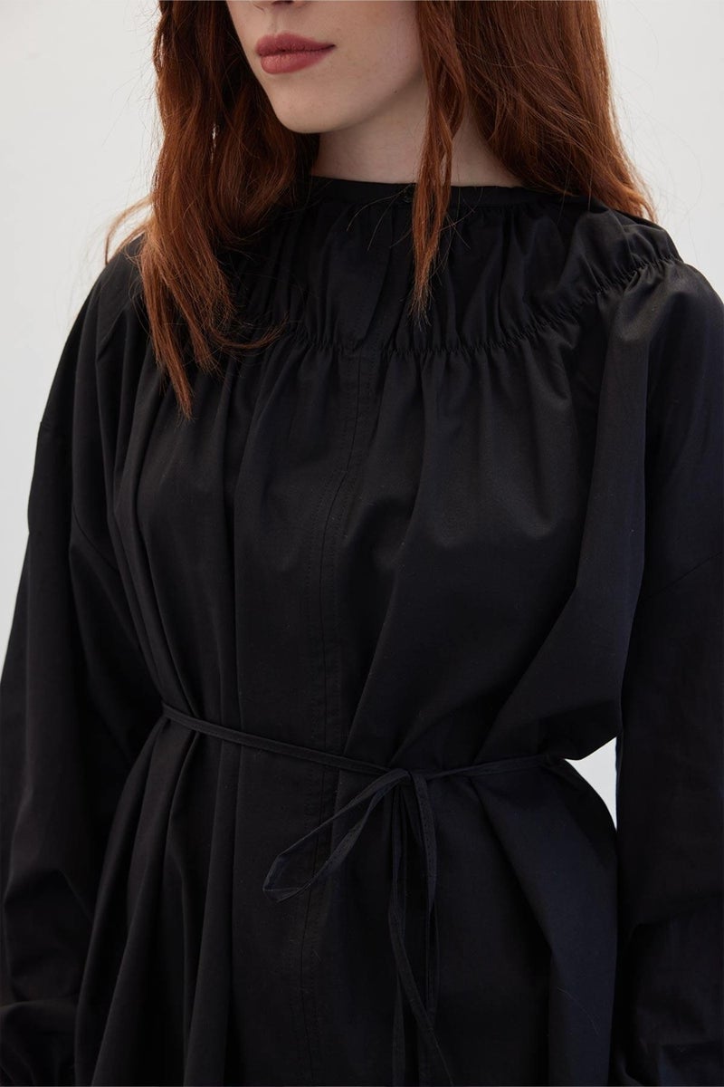 Manuka Collar Gathered Tunic Black  - Image 2