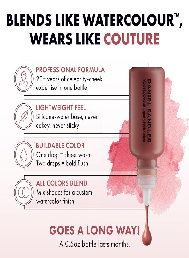 Daniel Sandler Watercolour Liquid Blush for Cheeks, Lips & Eyes Lightweight Formula - Glamour - Image 2
