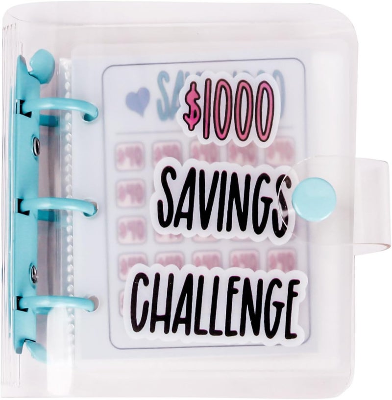 DVHOK Money Saving Binder, $1000 Money Saving Challenge Binder, Reusable Budget Book with Cash Envelopes Blue - Image 1