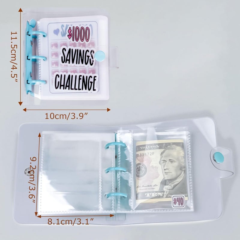 DVHOK Money Saving Binder, $1000 Money Saving Challenge Binder, Reusable Budget Book with Cash Envelopes Blue - Image 2