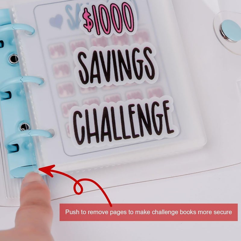 DVHOK Money Saving Binder, $1000 Money Saving Challenge Binder, Reusable Budget Book with Cash Envelopes Blue - Image 4