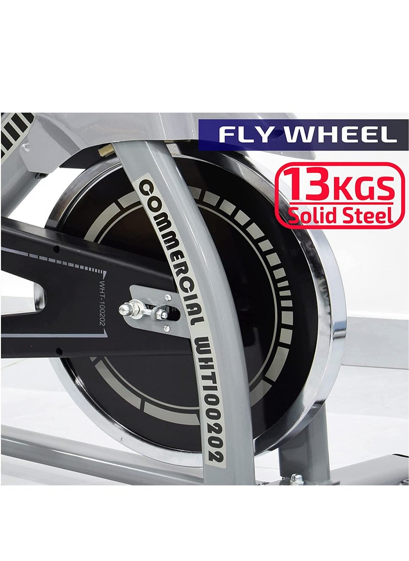 Sky Land Indoor Cycling Stationary Fully Adjustable Exercise Bike With 13kg Flywheel- Grey  - Image 3