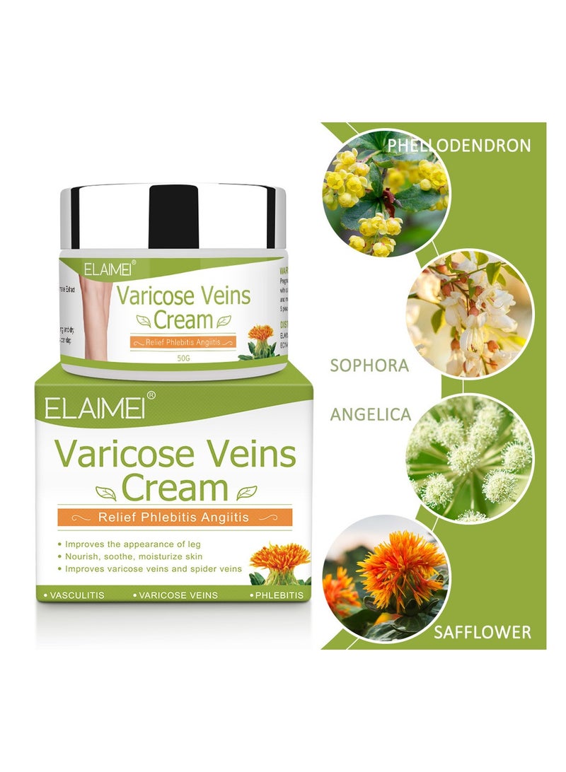 Elaimei Varicose Veins Treatment Cream 50G Spider Vein Cream Relief Tired and Heavy Legs Strengthen Capillary Health Improve The Apperance of Legs - Image 2