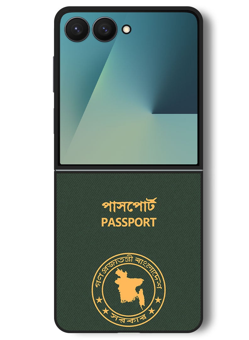 Theodor Case Compatible with Samsung Galaxy Z Flip 7 - 6.9 Inch Protection Shockproof Bumper Cover Bangladesh Passport - Image 1