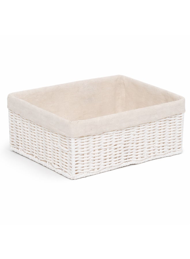 Homesmiths Hand-Woven Paper Rope Storage Basket with Removable Linen Liner & Sturdy Metal Frame – L 39 x B 30 x H 16.5 cm Woven Organizer Bin for Living Room, Bedroom, Bathroom, Closet & Home Storage - Image 1