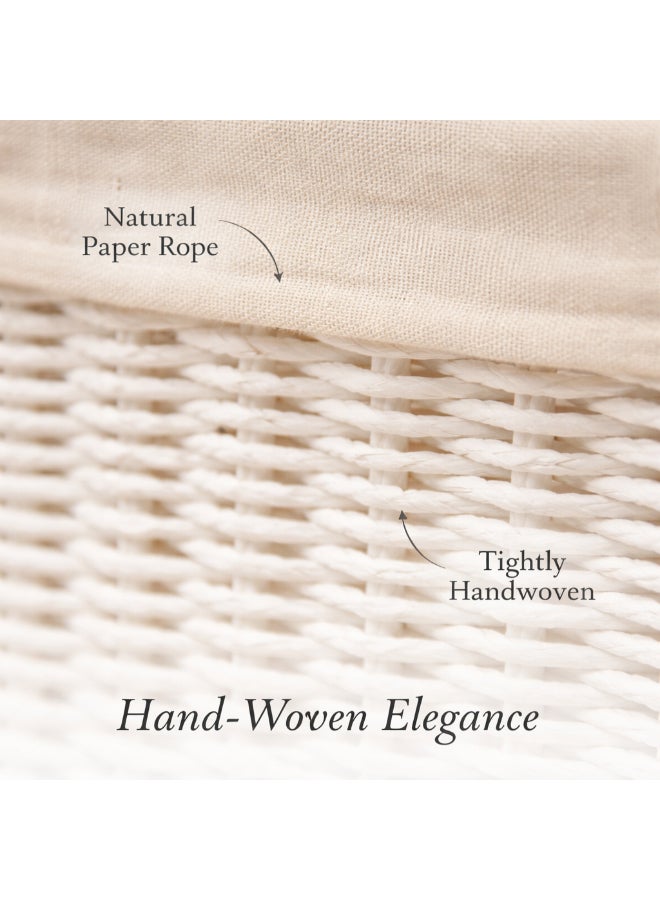 Homesmiths Hand-Woven Paper Rope Storage Basket with Removable Linen Liner & Sturdy Metal Frame – L 39 x B 30 x H 16.5 cm Woven Organizer Bin for Living Room, Bedroom, Bathroom, Closet & Home Storage - Image 4