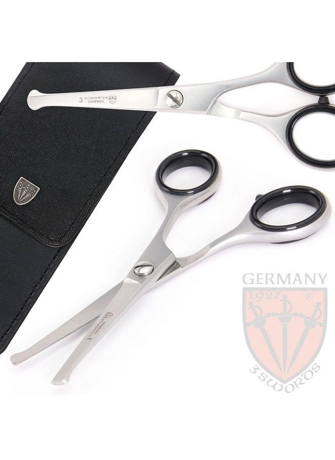 3 Swords Germany Professional Nostril Nose And Ear Hair Scissors Stainless Steel Straight Blade Rounded Tip With Black Case  - Image 3