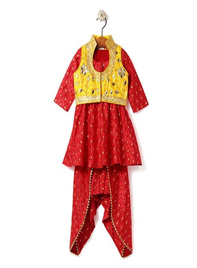 Ziory 2Pcs Infant Girls yellow Dhoti Kurta Outfits for girls, kids girls (2-3 Years) - Image 1