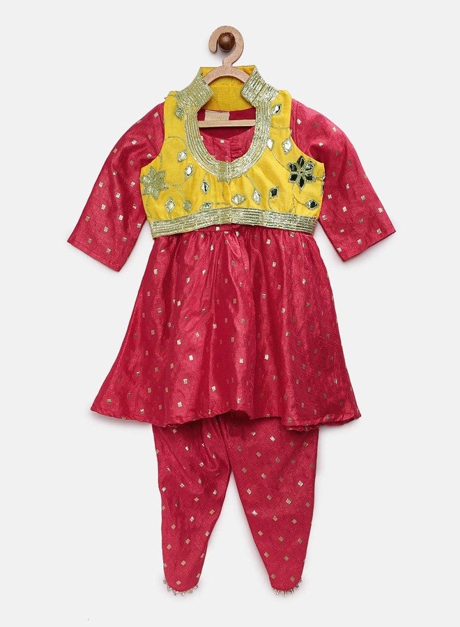 Ziory 2Pcs Infant Girls yellow Dhoti Kurta Outfits for girls, kids girls (2-3 Years) - Image 2